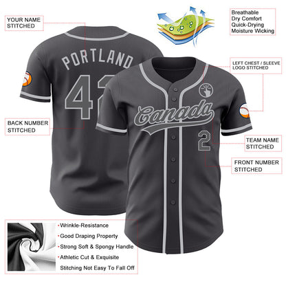 Custom Steel Gray Gray Authentic Baseball Jersey - Sky-Custom