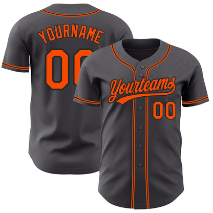 Custom Steel Gray Orange-Black Authentic Baseball Jersey - Sky-Custom