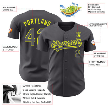 Custom Steel Gray Neon Yellow Authentic Baseball Jersey - Sky-Custom