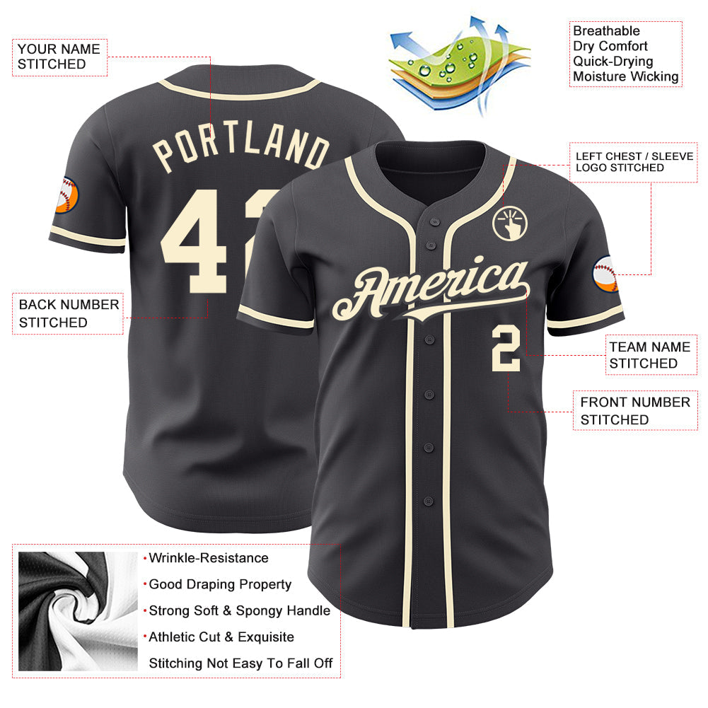 Custom Steel Gray Cream Authentic Baseball Jersey - Sky-Custom