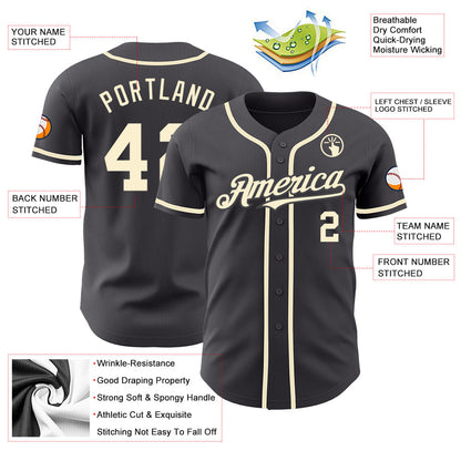 Custom Steel Gray Cream Authentic Baseball Jersey - Sky-Custom