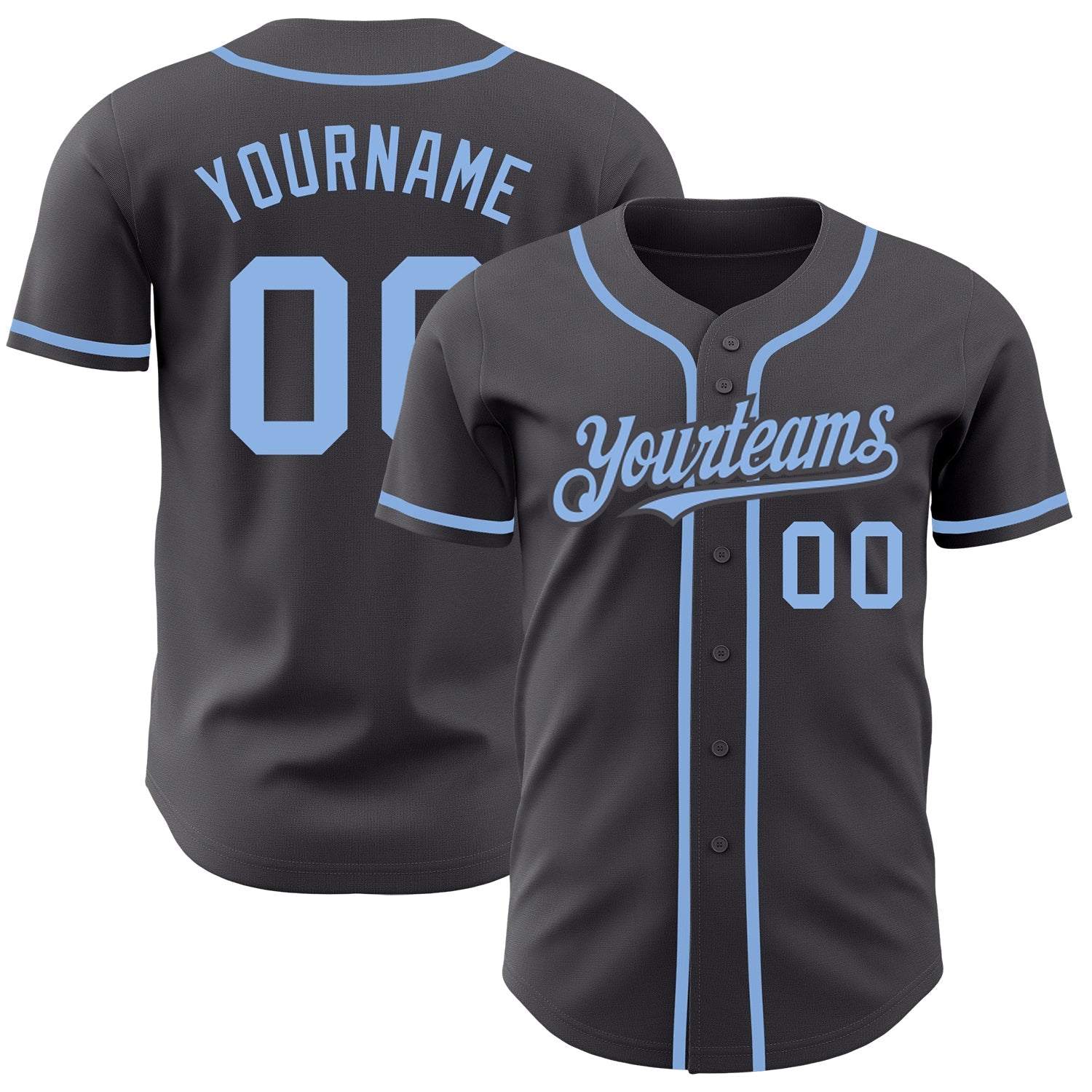 Custom Steel Gray Light Blue Authentic Baseball Jersey - Sky-Custom