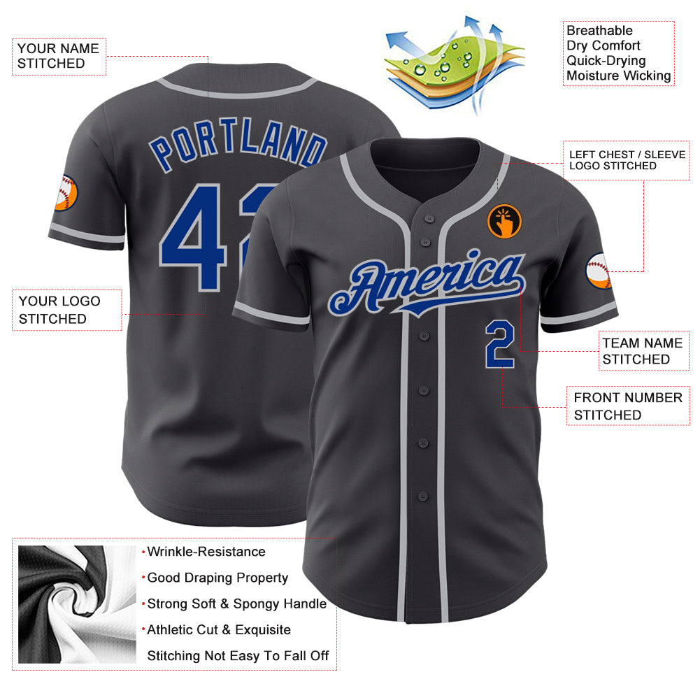 Custom Steel Gray Royal-Gray Authentic Baseball Jersey - Sky-Custom