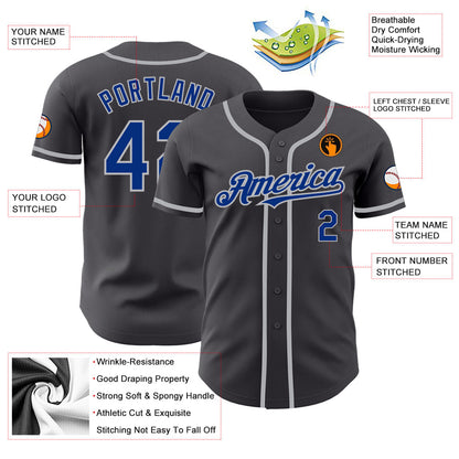 Custom Steel Gray Royal-Gray Authentic Baseball Jersey - Sky-Custom