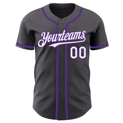 Custom Steel Gray White-Purple Authentic Baseball Jersey - Sky-Custom