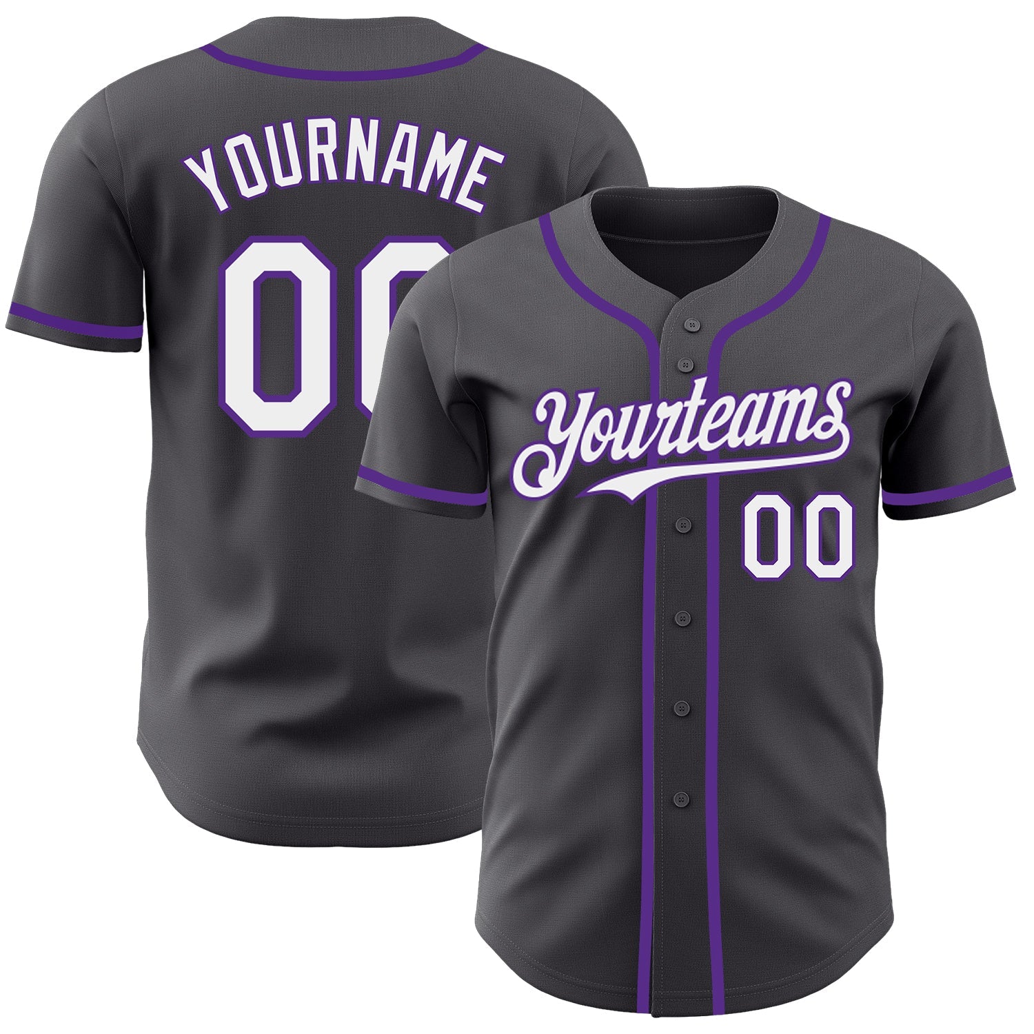 Custom Steel Gray White-Purple Authentic Baseball Jersey - Sky-Custom