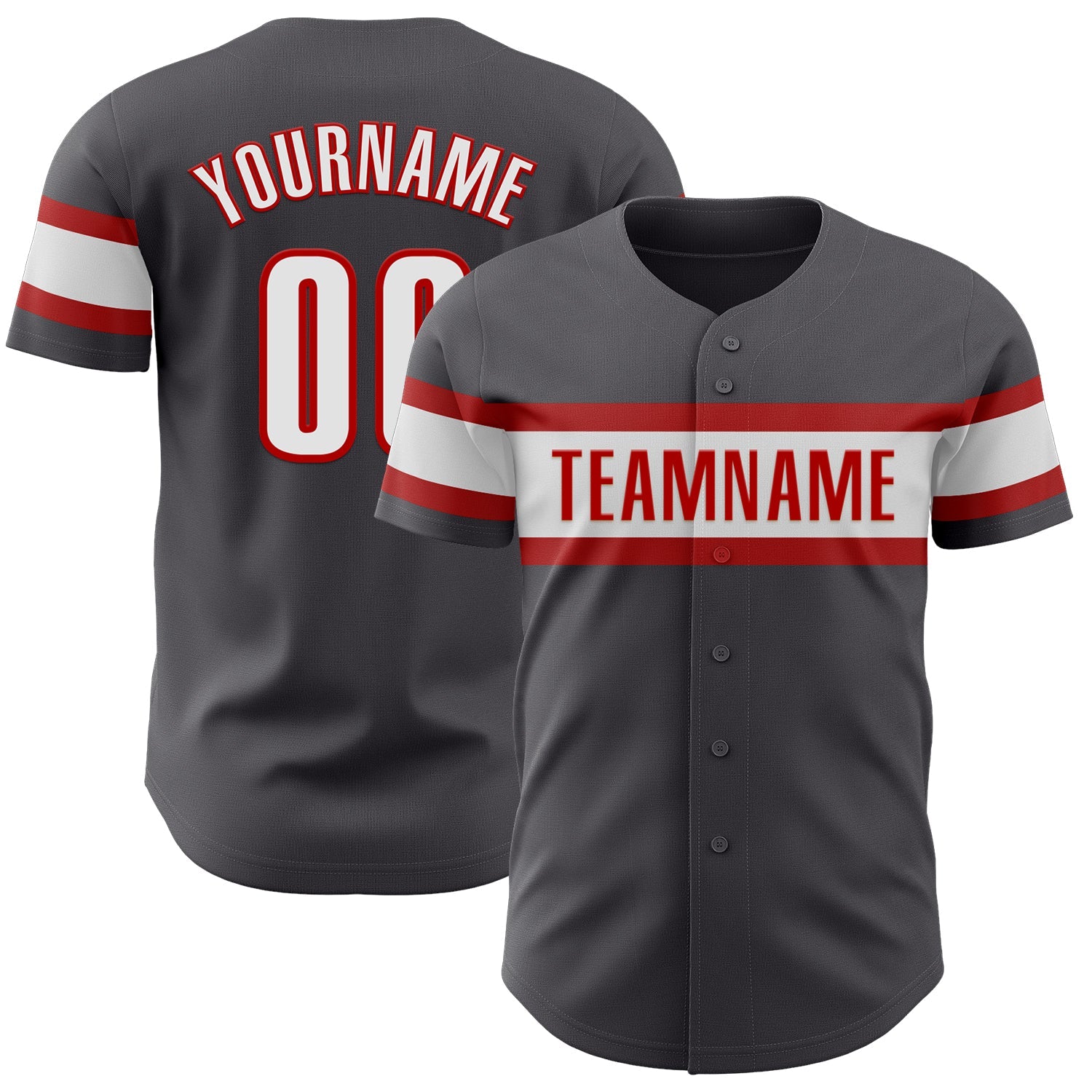 Custom Steel Gray White-Red Authentic Baseball Jersey - Sky-Custom