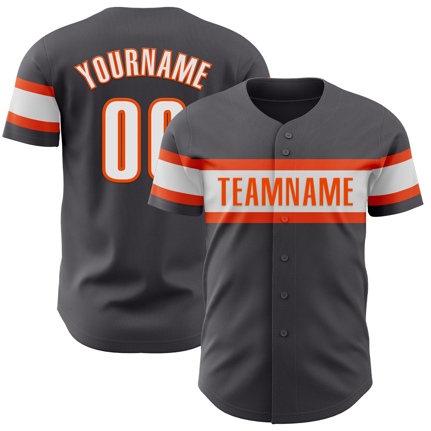 Custom Steel Gray White-Orange Authentic Baseball Jersey - Sky-Custom