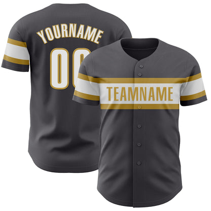 Custom Steel Gray White-Old Gold Authentic Baseball Jersey - Sky-Custom