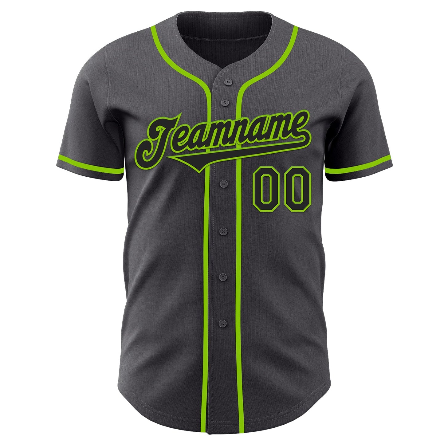 Custom Steel Gray Black-Neon Green Authentic Baseball Jersey - Sky-Custom