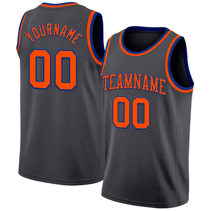 Custom Steel Gray Orange-Royal Authentic Basketball Jersey - Sky-Custom