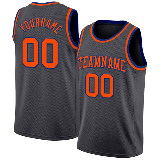 Custom Steel Gray Orange-Royal Authentic Basketball Jersey - Sky-Custom