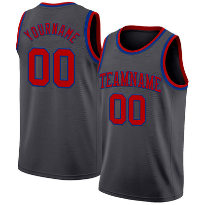 Custom Steel Gray Red-Royal Authentic Basketball Jersey - Sky-Custom