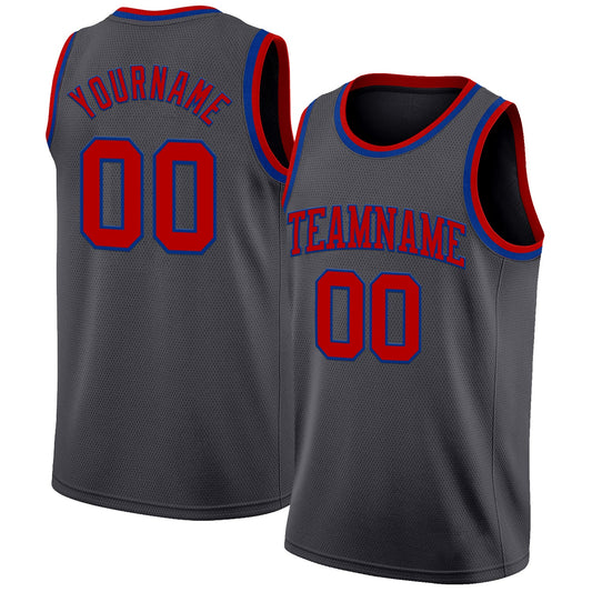 Custom Steel Gray Red-Royal Authentic Basketball Jersey - Sky-Custom