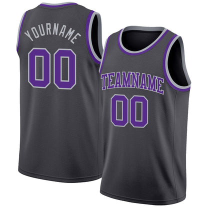 Custom Steel Gray Purple-Gray Authentic Basketball Jersey - Sky-Custom