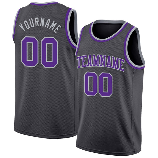 Custom Steel Gray Purple-Gray Authentic Basketball Jersey - Sky-Custom