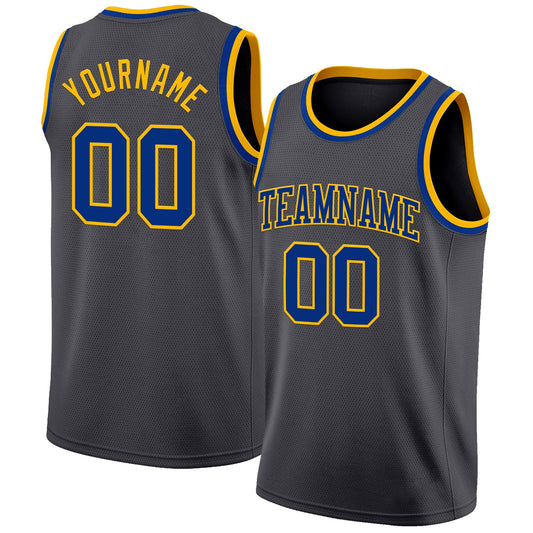 Custom Steel Gray Royal-Gold Authentic Basketball Jersey - Sky-Custom