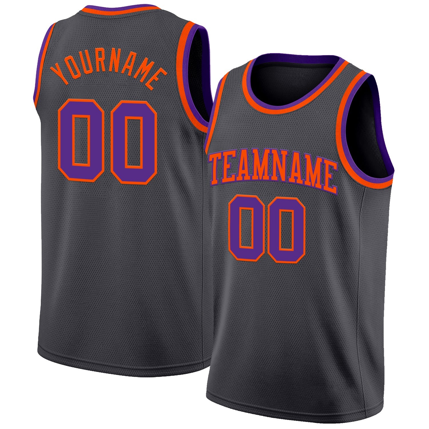Custom Steel Gray Purple-Orange Authentic Basketball Jersey - Sky-Custom