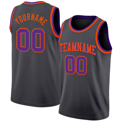 Custom Steel Gray Purple-Orange Authentic Basketball Jersey - Sky-Custom