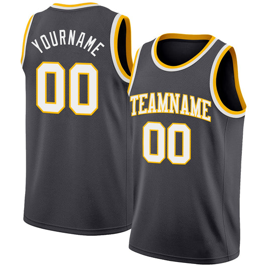 Custom Steel Gray White-Gold Authentic Basketball Jersey - Sky-Custom