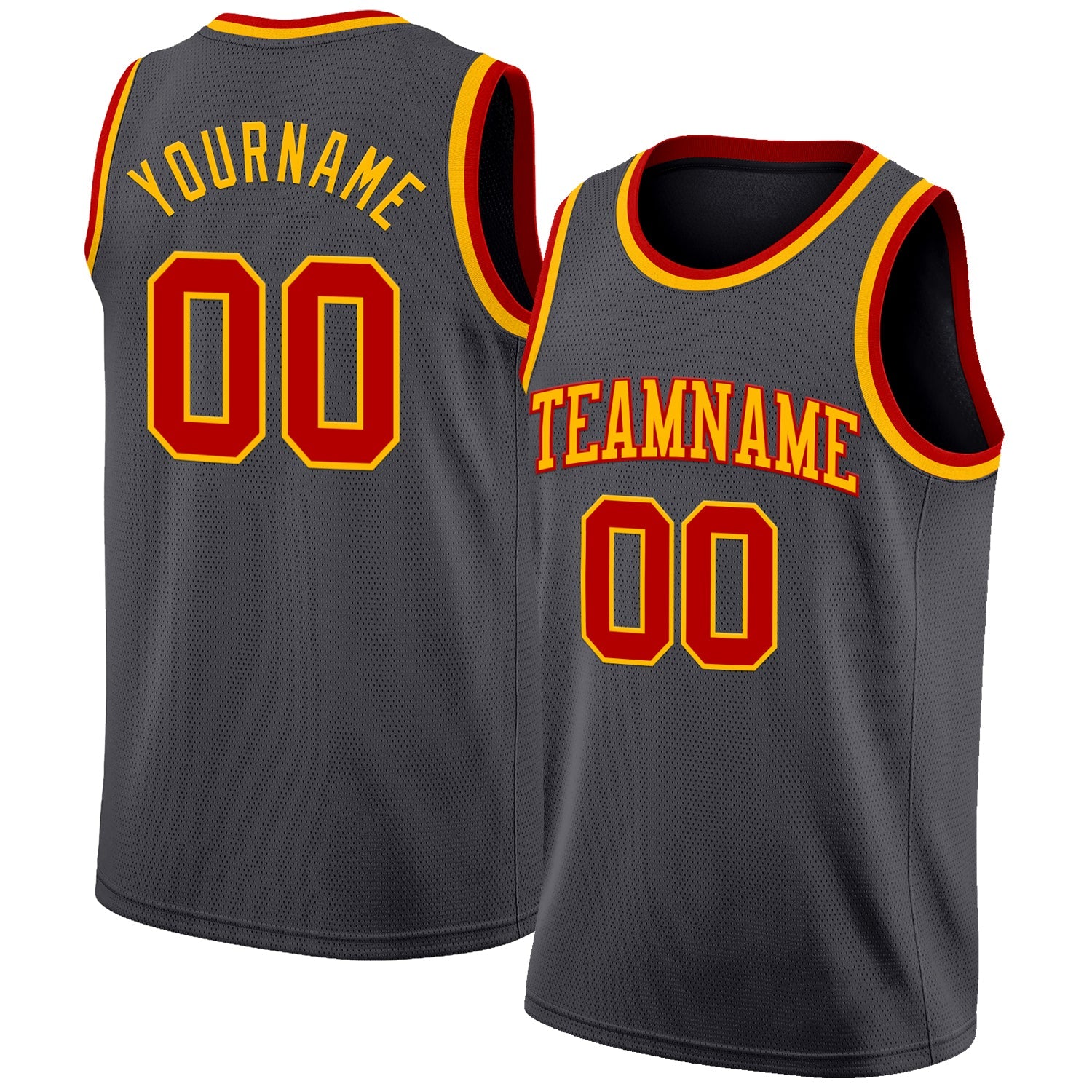 Custom Steel Gray Red-Gold Authentic Basketball Jersey - Sky-Custom
