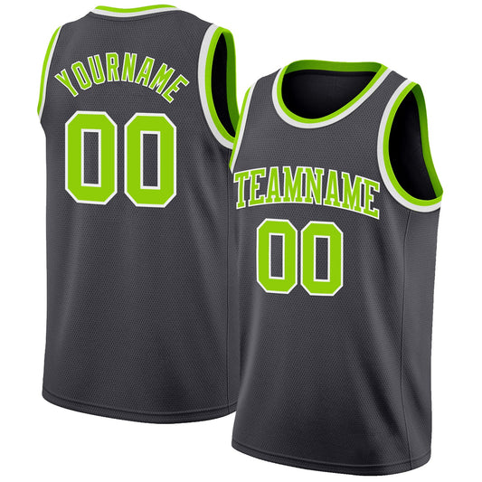 Custom Steel Gray Neon Green-White Authentic Basketball Jersey - Sky-Custom