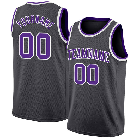 Custom Steel Gray Purple-White Authentic Basketball Jersey - Sky-Custom