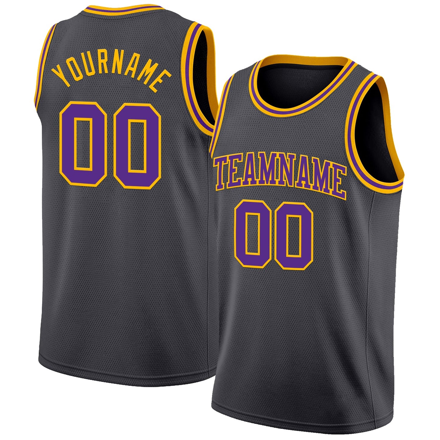 Custom Steel Gray Purple-Gold Authentic Basketball Jersey - Sky-Custom