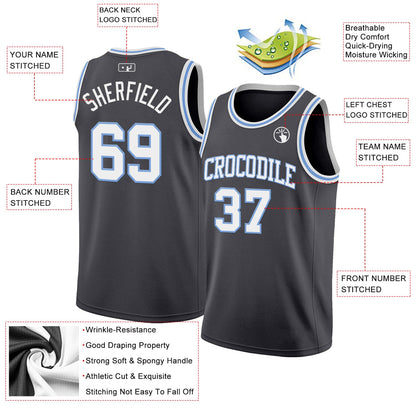 Custom Steel Gray White-Light Blue Authentic Basketball Jersey - Sky-Custom