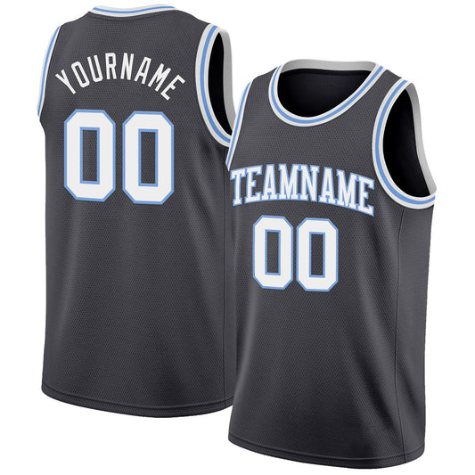 Custom Steel Gray White-Light Blue Authentic Basketball Jersey - Sky-Custom