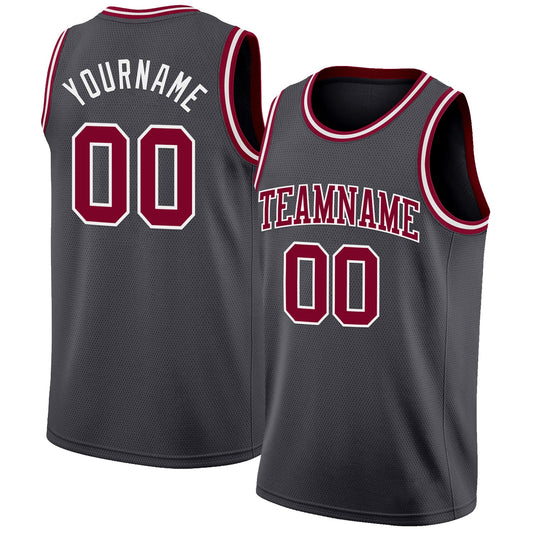 Custom Steel Gray Maroon-White Authentic Basketball Jersey - Sky-Custom