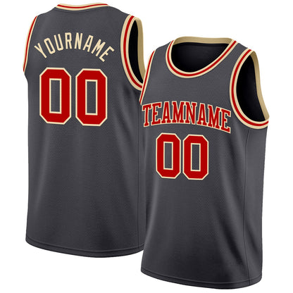 Custom Steel Gray Red-Cream Authentic Basketball Jersey - Sky-Custom