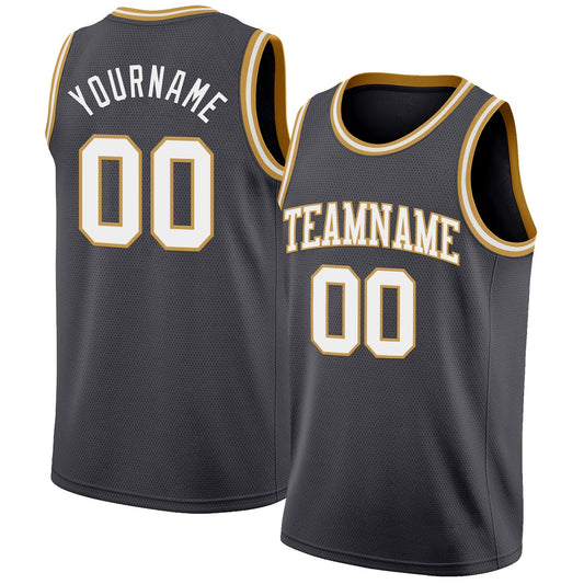 Custom Steel Gray White-Old Gold Authentic Basketball Jersey - Sky-Custom