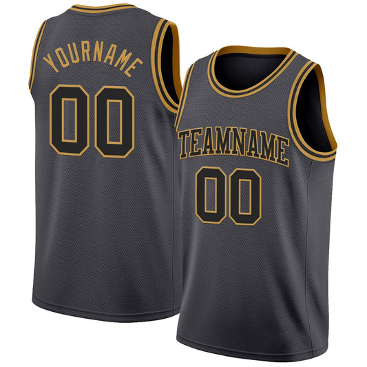 Custom Steel Gray Black-Old Gold Authentic Basketball Jersey - Sky-Custom