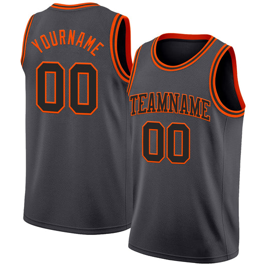 Custom Steel Gray Black-Orange Authentic Basketball Jersey - Sky-Custom