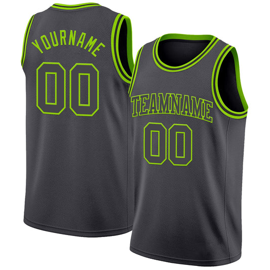 Custom Steel Gray Neon Green Authentic Basketball Jersey - Sky-Custom