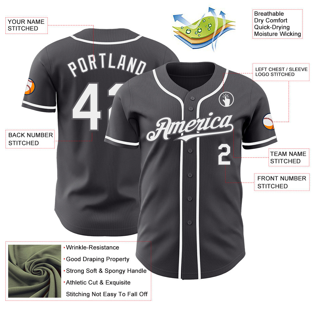 Custom Steel Gray White Authentic Baseball Jersey - Sky-Custom