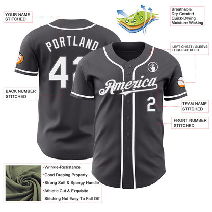 Custom Steel Gray White Authentic Baseball Jersey - Sky-Custom
