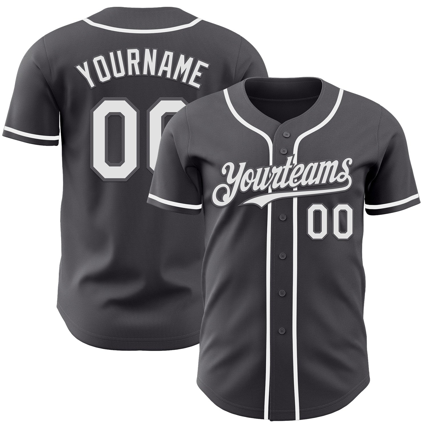 Custom Steel Gray White Authentic Baseball Jersey - Sky-Custom