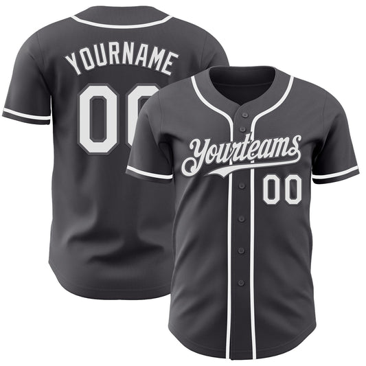 Custom Steel Gray White Authentic Baseball Jersey - Sky-Custom
