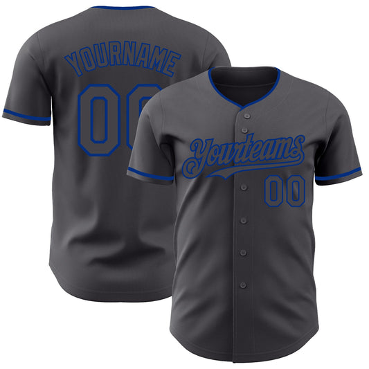 Custom Steel Gray Royal Authentic Baseball Jersey - Sky-Custom