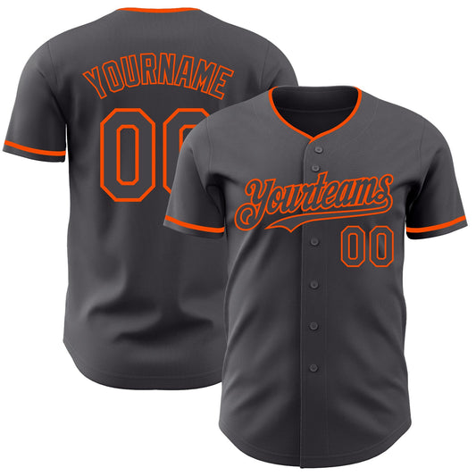 Custom Steel Gray Orange Authentic Baseball Jersey - Sky-Custom