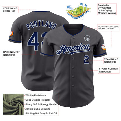 Custom Steel Gray Silver Authentic Baseball Jersey - Sky-Custom