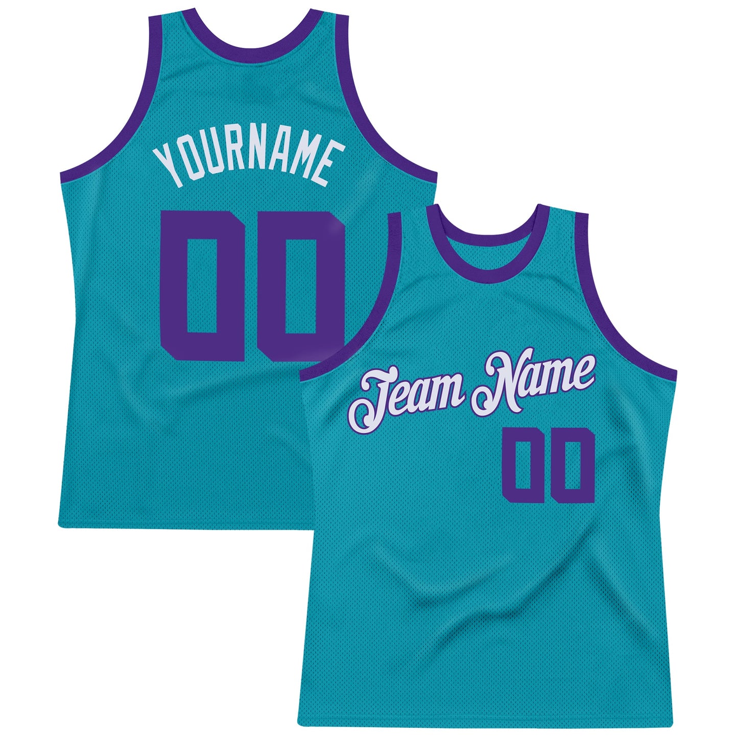 Custom Teal Purple-White Authentic Throwback Basketball Jersey - Sky-Custom