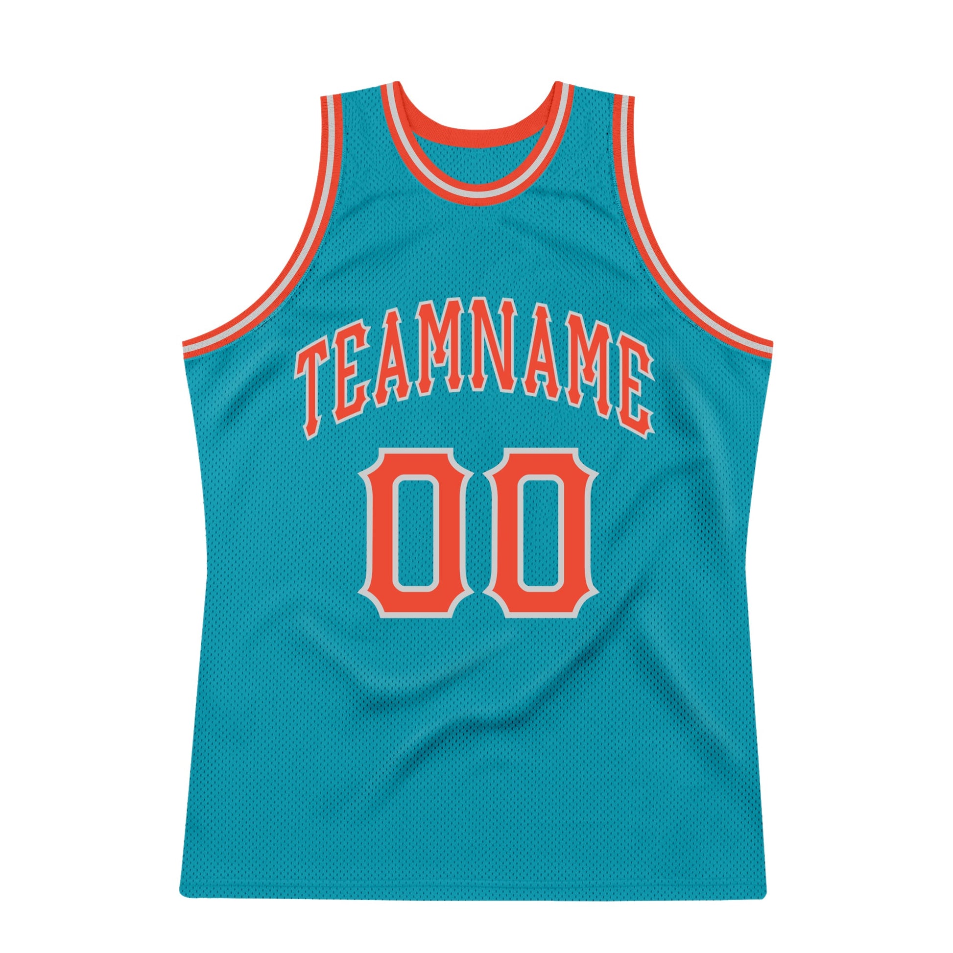 Custom Teal Orange-Gray Authentic Throwback Basketball Jersey - Sky-Custom