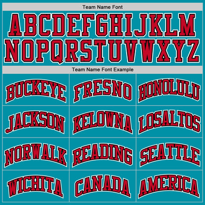 Custom Teal Red-Black Authentic Throwback Basketball Jersey - Sky-Custom