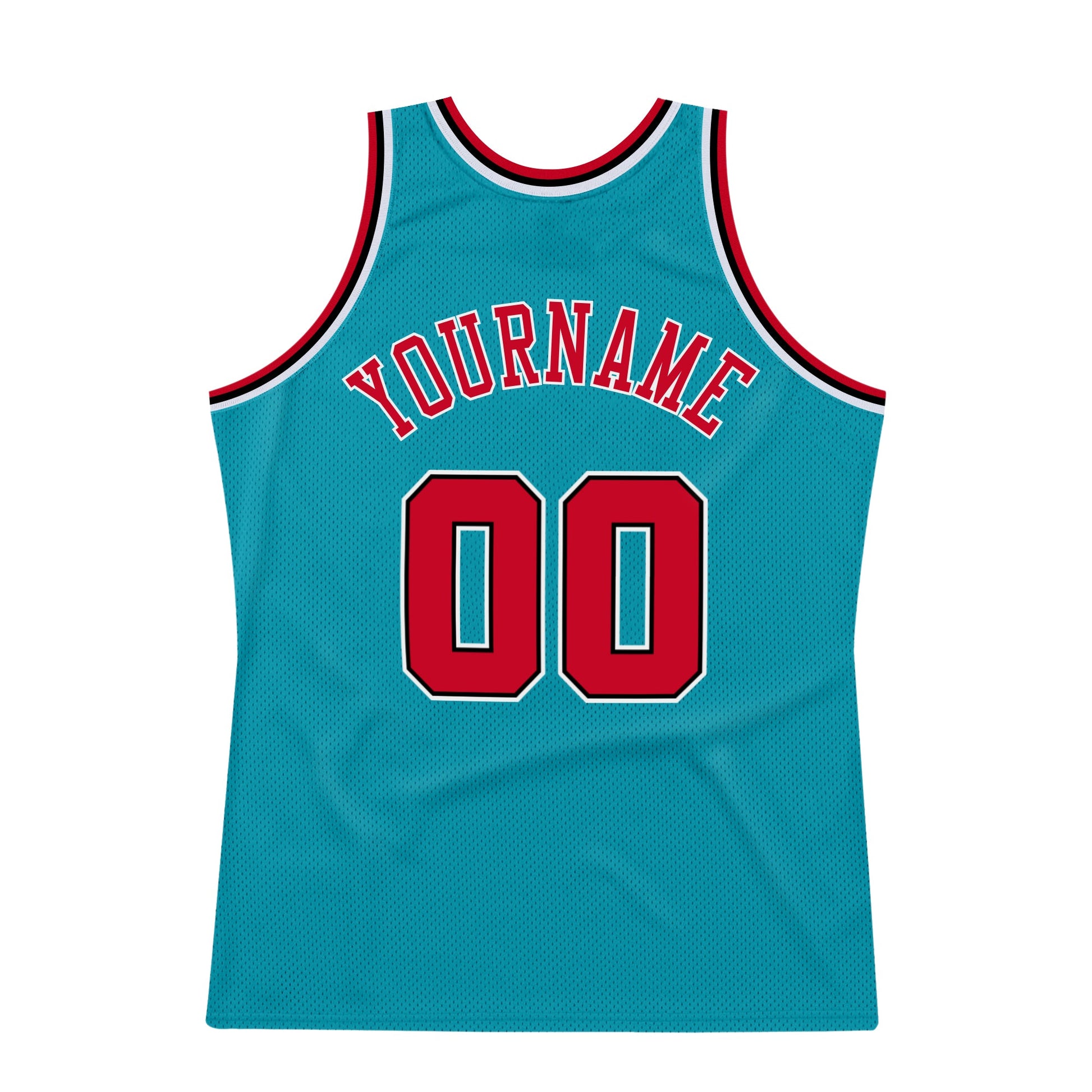 Custom Teal Red-Black Authentic Throwback Basketball Jersey - Sky-Custom