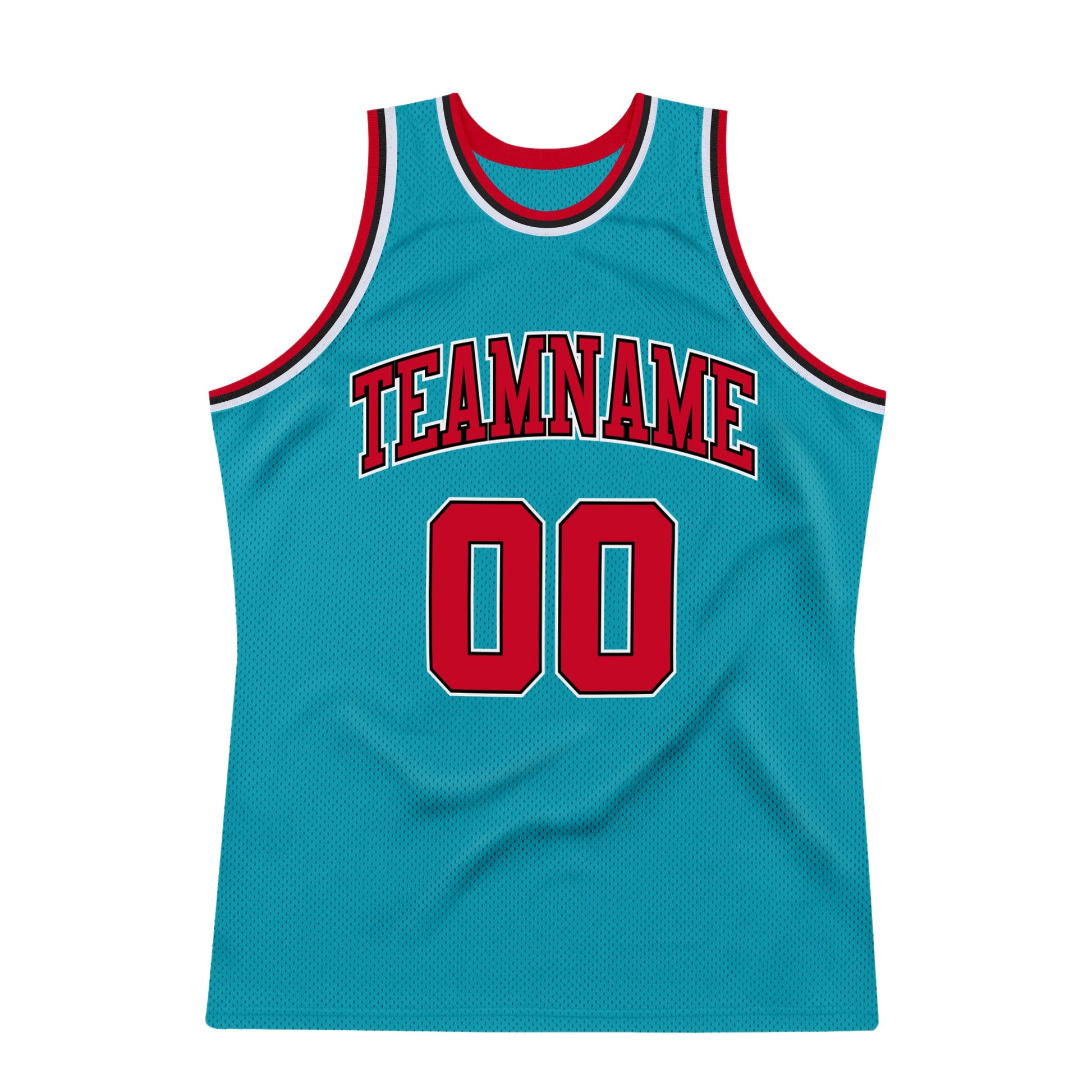 Custom Teal Red-Black Authentic Throwback Basketball Jersey - Sky-Custom