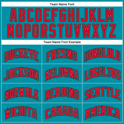 Custom Teal Red-Black Authentic Throwback Basketball Jersey - Sky-Custom