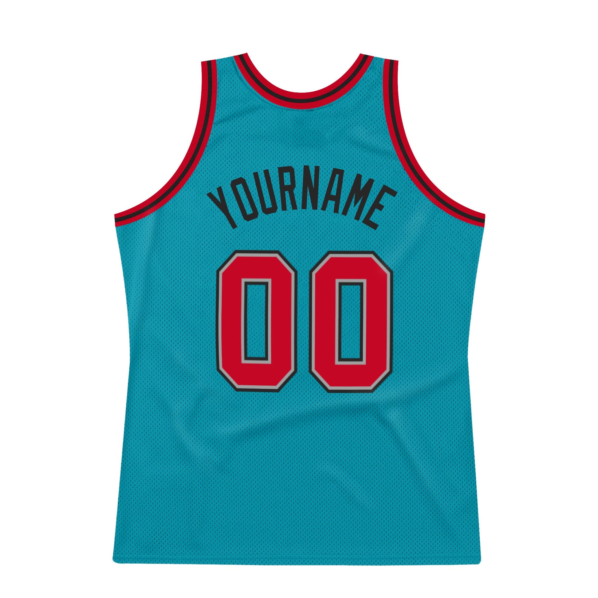 Custom Teal Red-Black Authentic Throwback Basketball Jersey - Sky-Custom